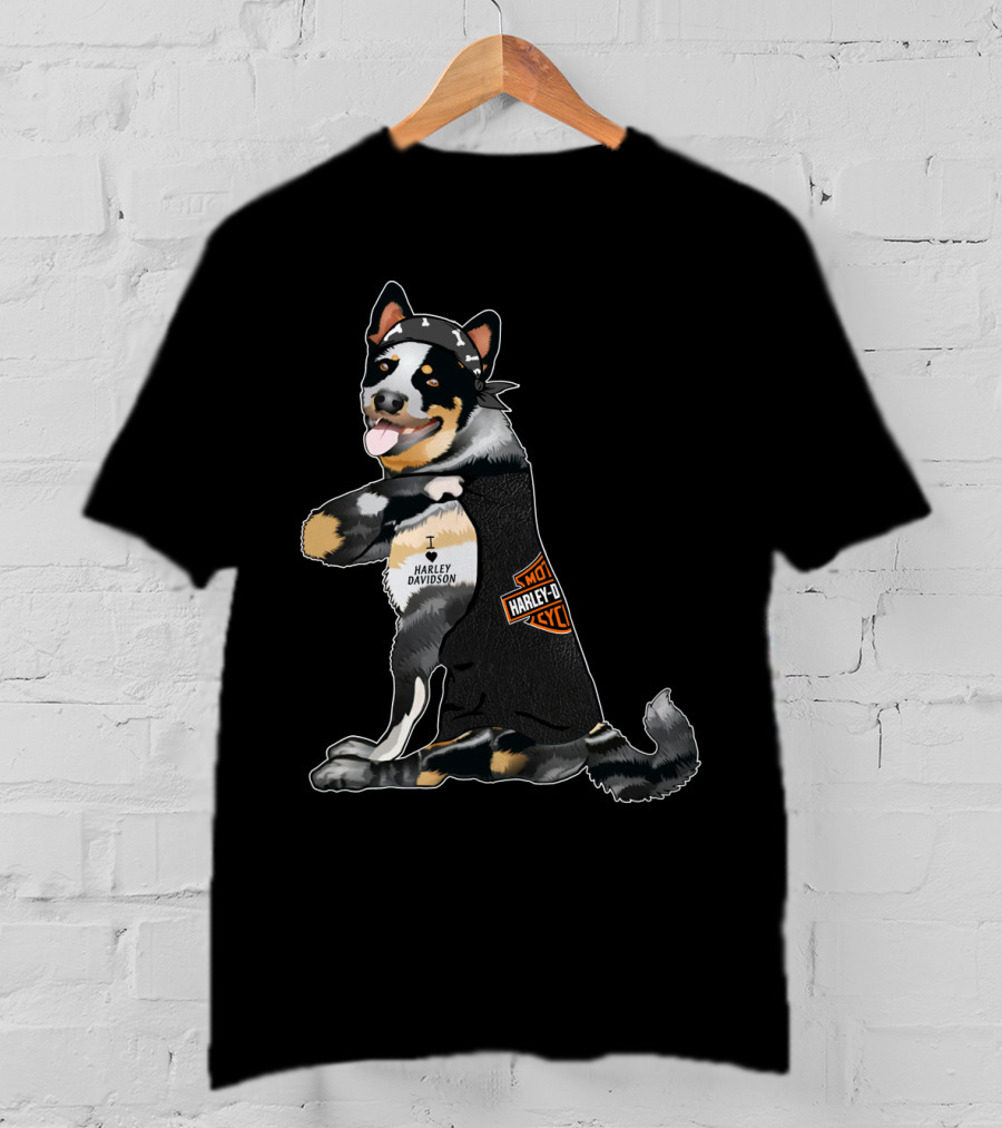 Australian Cattle Dog I Love Harley Davidson Hd T-Shirt