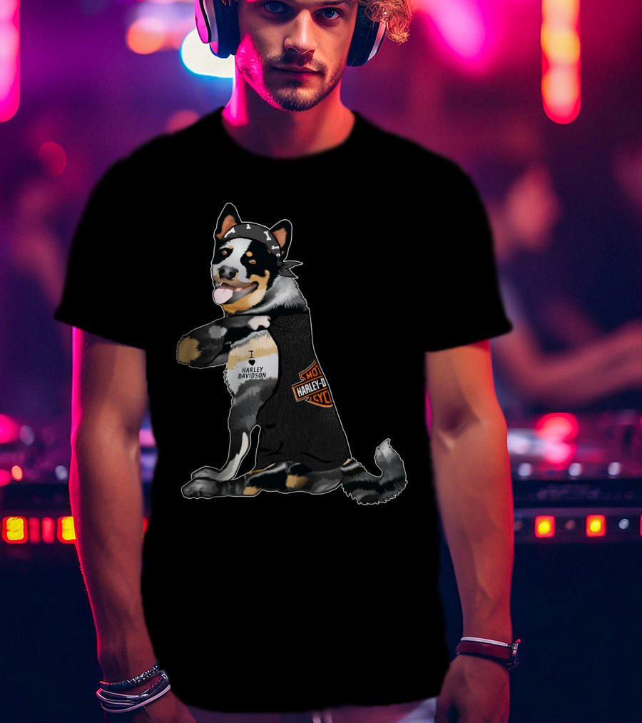 Australian Cattle Dog I Love Harley Davidson Hd T-Shirt