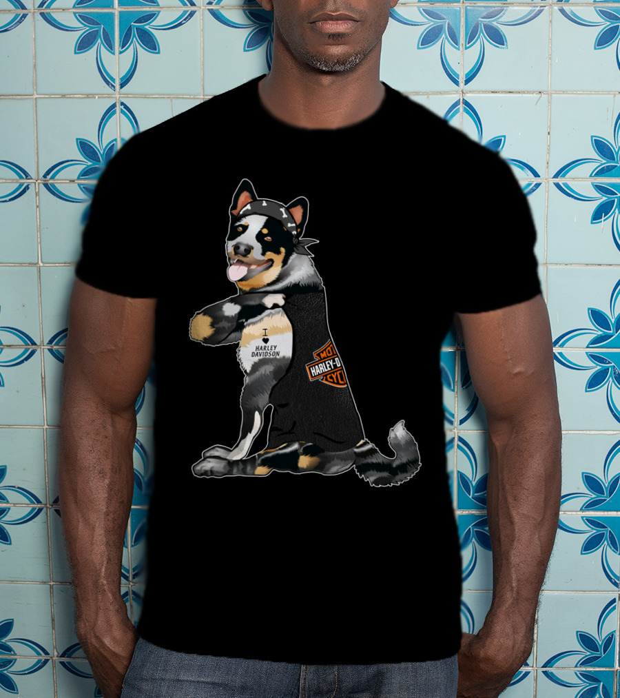 Australian Cattle Dog I Love Harley Davidson Hd T-Shirt