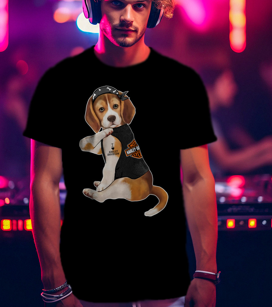 Harley Davidson Beagle I Love Harley Davidson T-Shirt