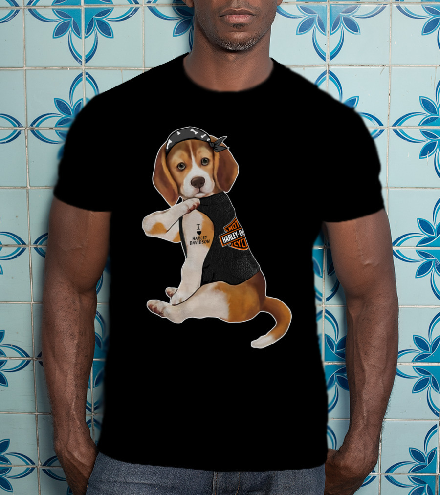 Harley Davidson Beagle I Love Harley Davidson T-Shirt