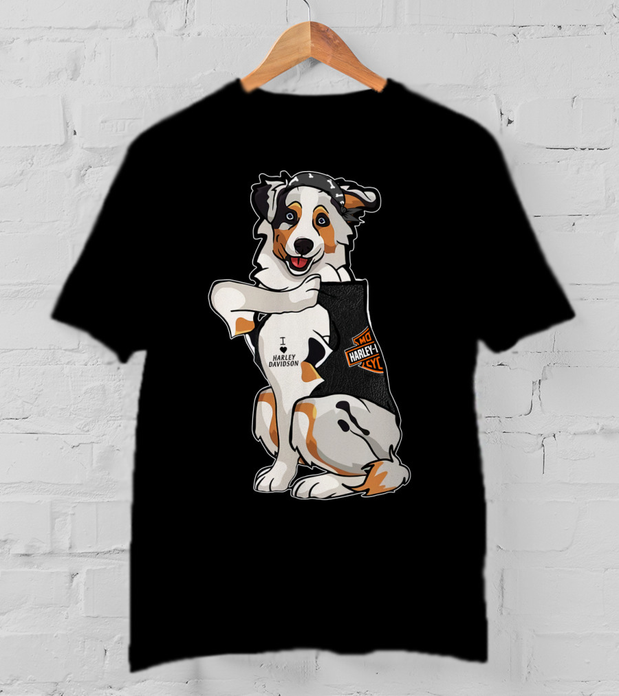 Australian Shepherd I Harley Davidson Motorcycle Fan T-Shirt