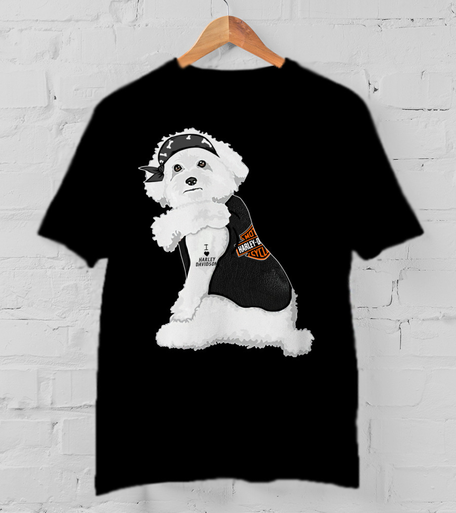 I Love Harley Davidson Bichon Frisé Hd T-Shirt
