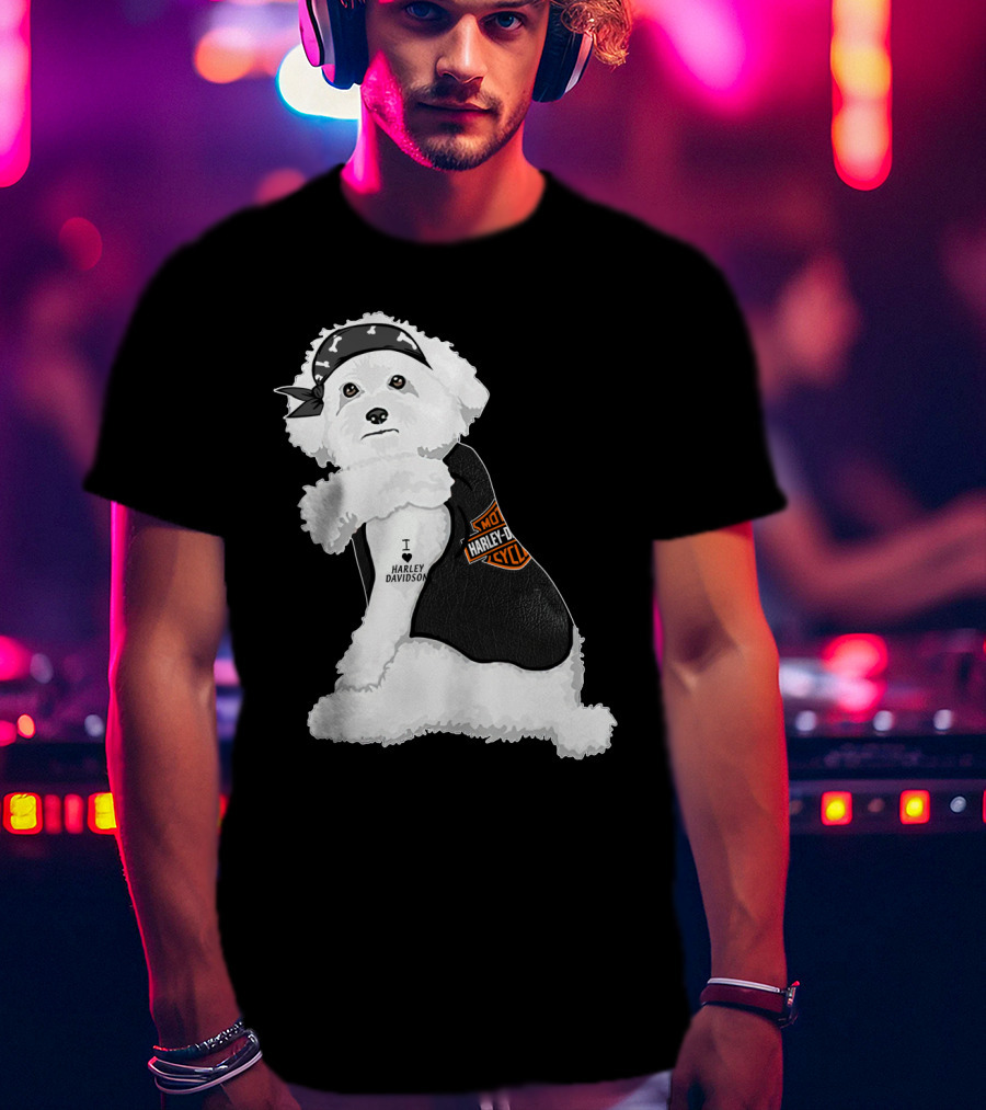 I Love Harley Davidson Bichon Frisé Hd T-Shirt