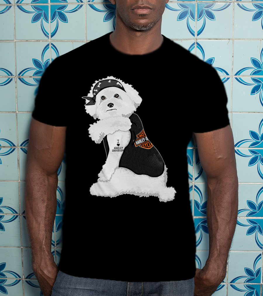 I Love Harley Davidson Bichon Frisé Hd T-Shirt