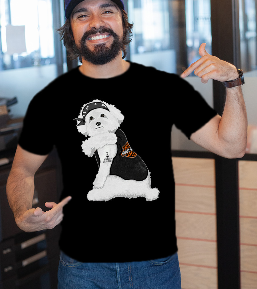 I Love Harley Davidson Bichon Frisé Hd T-Shirt