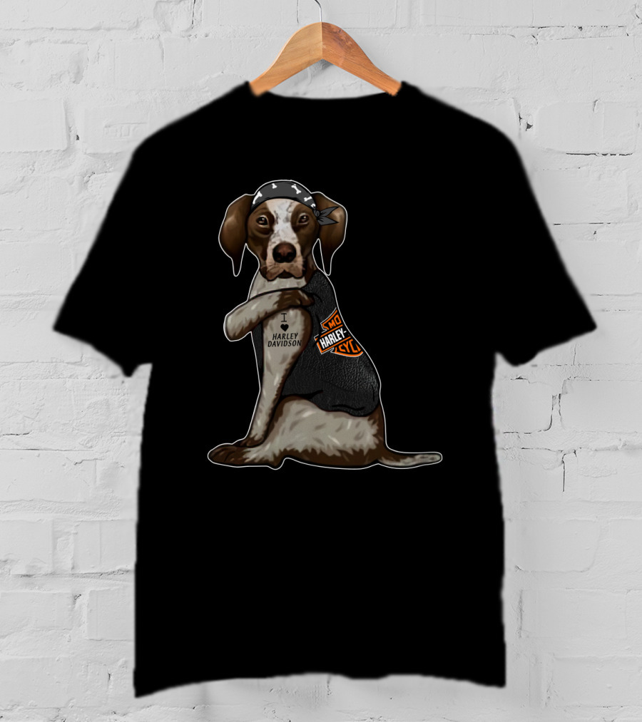 Harley Davidson German Shorthaired Pointer I Love Harley T-Shirt