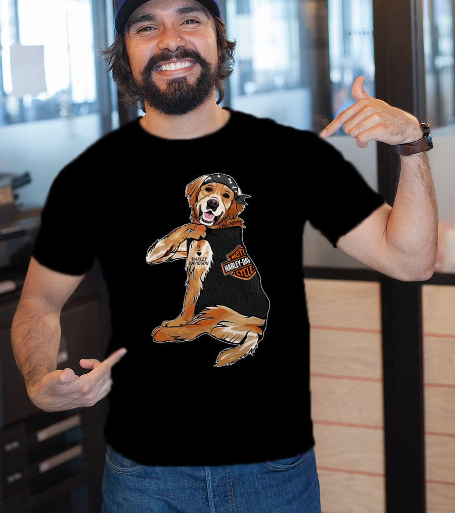Harley Davidson Golden Retriever Motorcycle Pooch T-Shirt