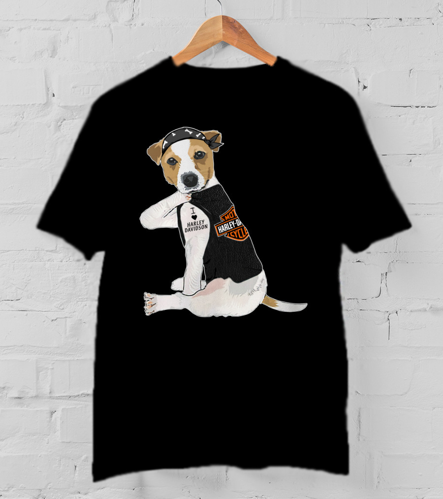 Harley Davidson Jack Russell Terrier Motorcycle Style T-Shirt