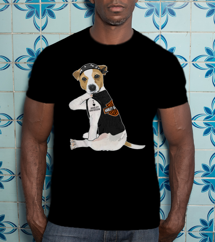 Harley Davidson Jack Russell Terrier Motorcycle Style T-Shirt