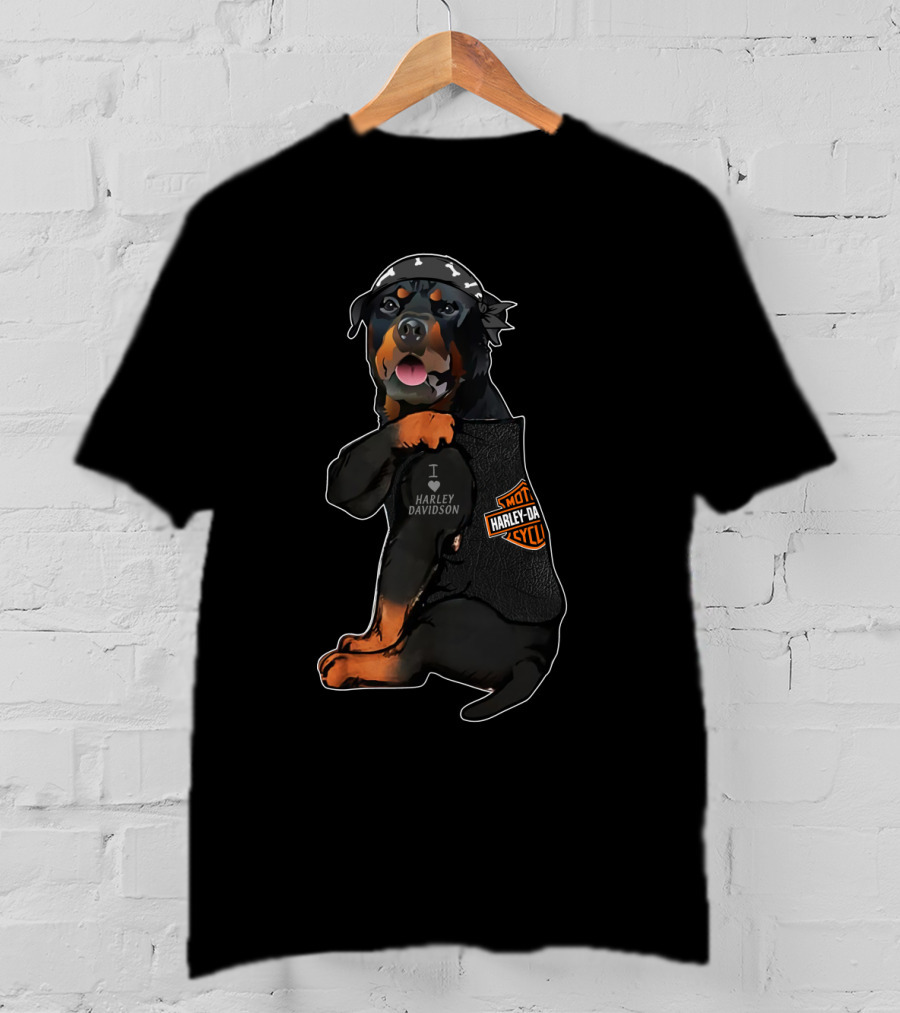 Harley Davidson Rottweiler Puppy Bandana T-Shirt