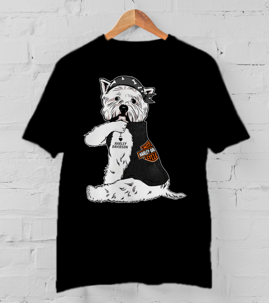 West Highland White Terrier Harley Davidson Motocycle Bandana T-Shirt