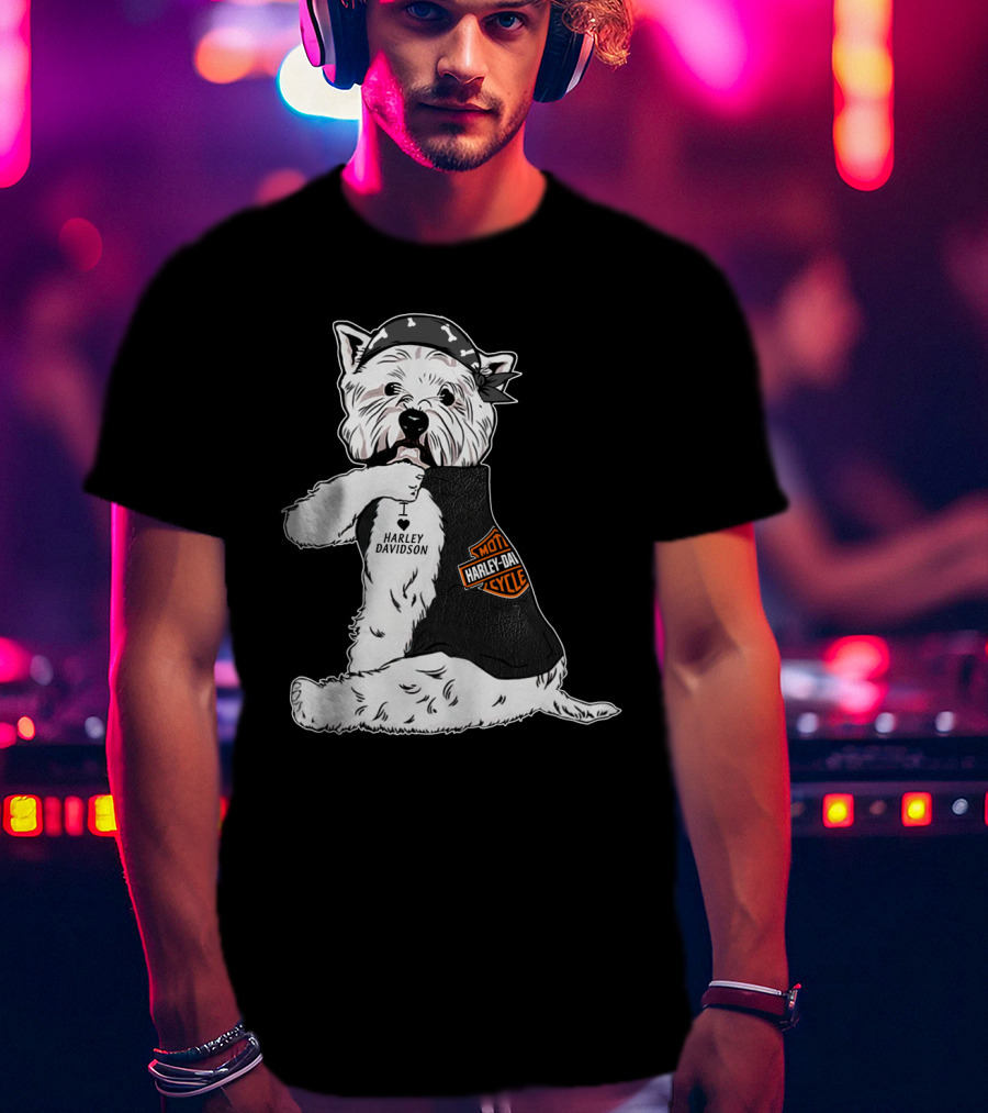 West Highland White Terrier Harley Davidson Motocycle Bandana T-Shirt