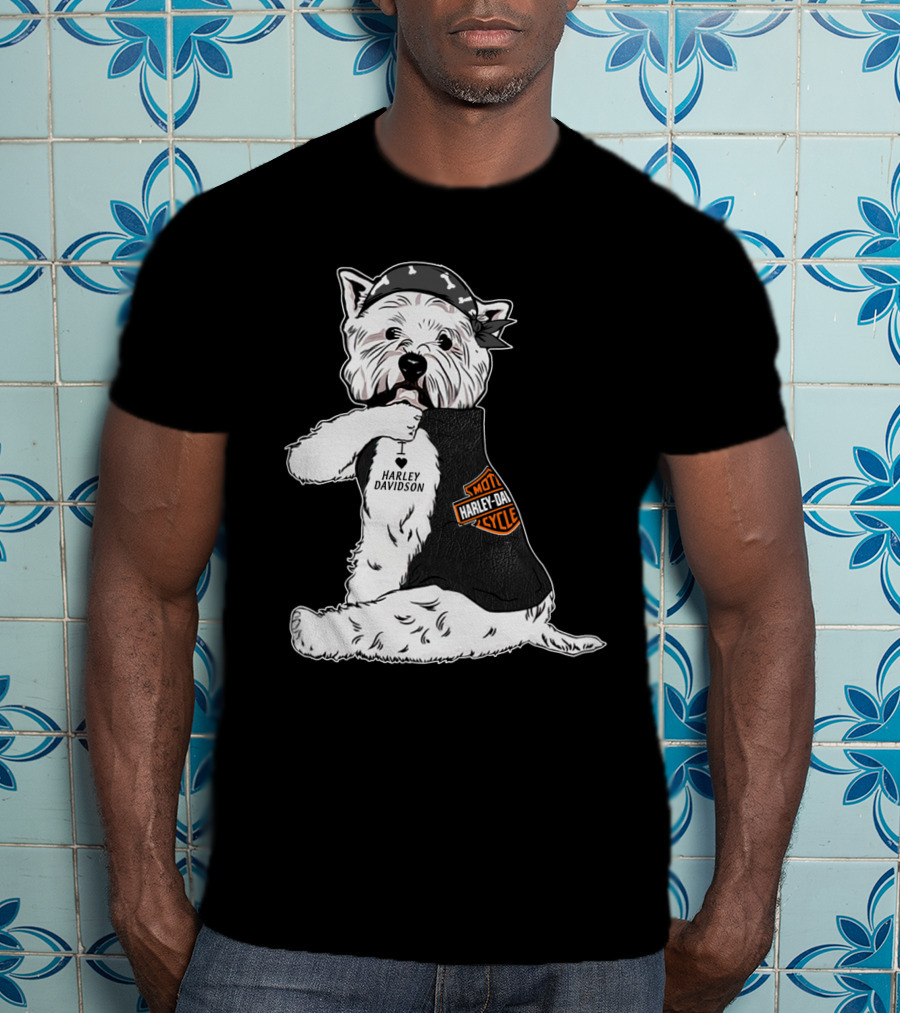 West Highland White Terrier Harley Davidson Motocycle Bandana T-Shirt