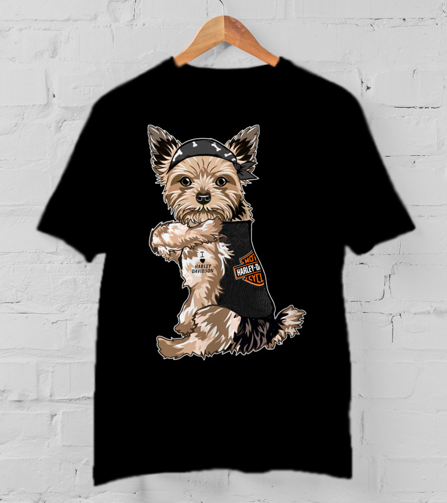 Yorkshire Terrier I Love Harley Davidson Motorcycles T-Shirt