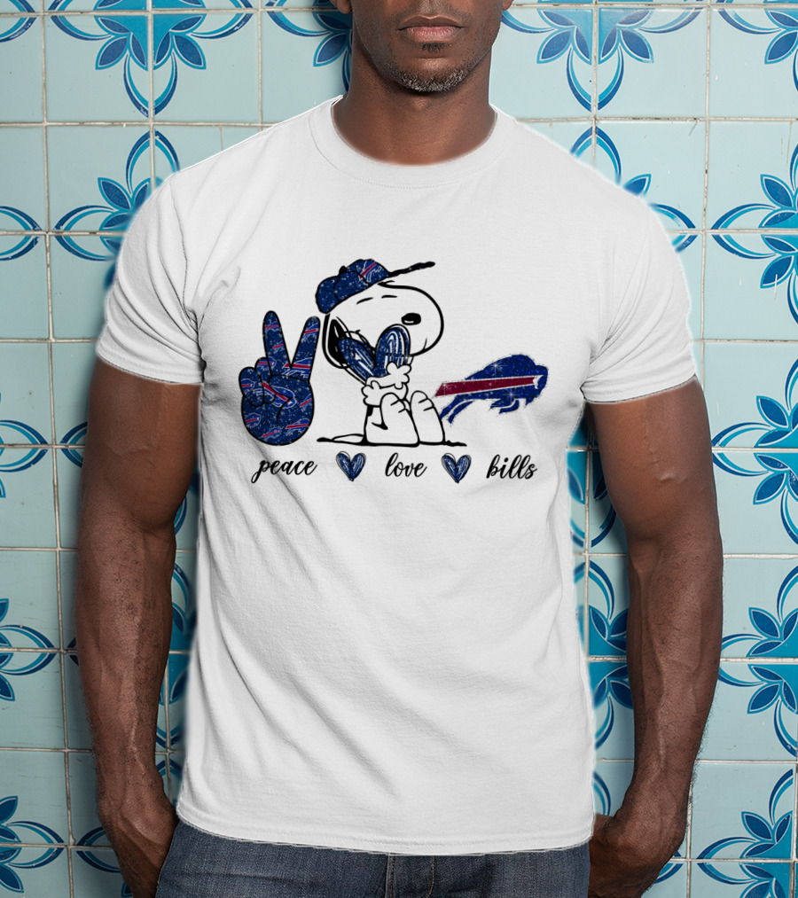 Peace Love Buffalo Bills Snoopy NFL Team Spirit T-Shirt