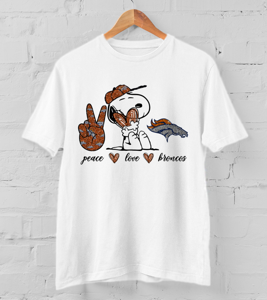 Peace Love Denver Broncos Snoopy NFL Fan T-Shirt