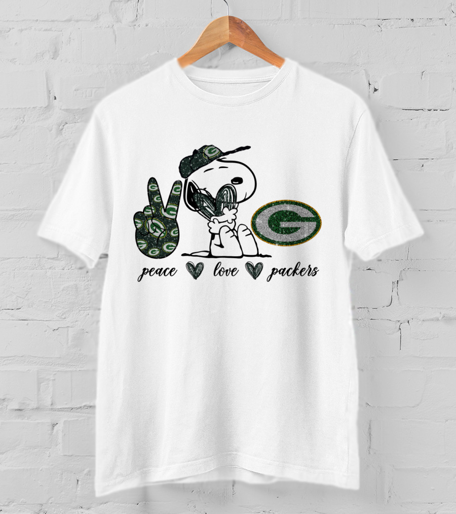 Peace Love Packers Snoopy Green Bay T-Shirt