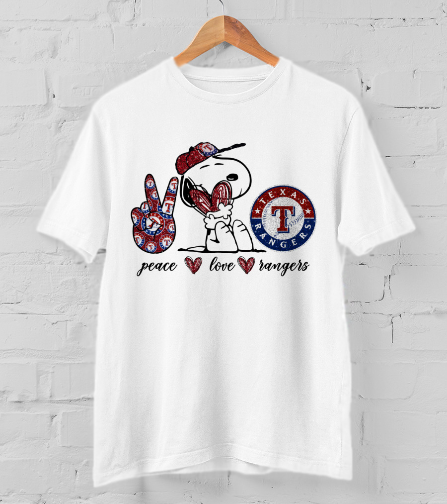 Peace Love Snoopy Texas Rangers T-Shirt