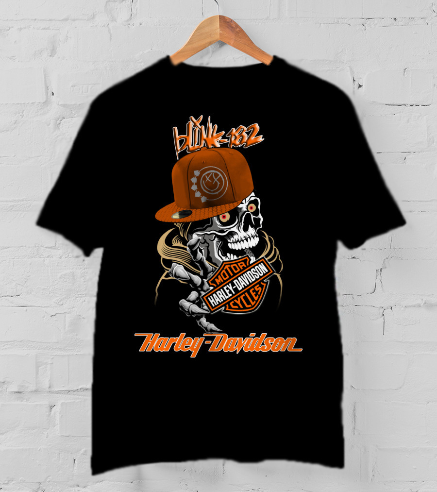 Blink 182 Harley Davidson Skull Motorcycles T-Shirt