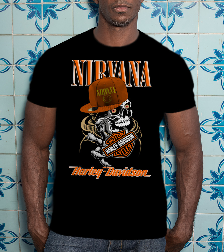 Nirvana Skull Harley Davidson Motorcycles T-Shirt