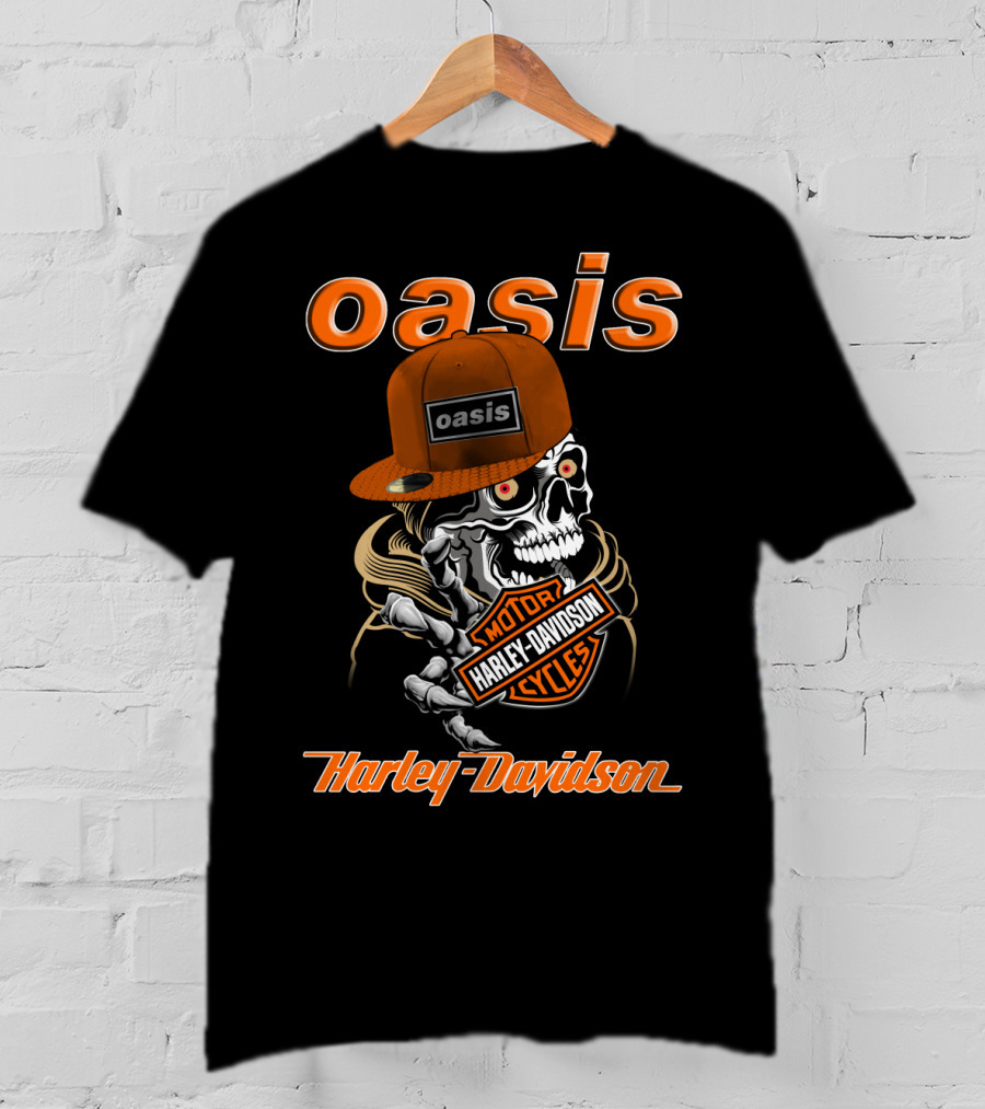 Oasis Skull Harley Davidson Motorcycles T-Shirt
