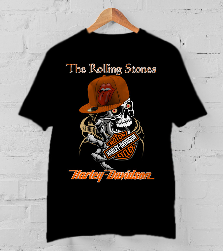 The Rolling Stones Skull Harley Davidson Motorcycles T-Shirt