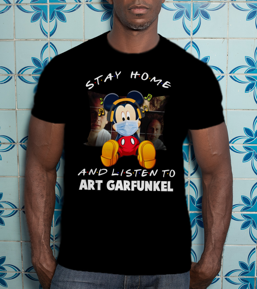 Stay Home And Listen To Art Garfunkel Mickey Mouse Mask Headphones T-Shirt