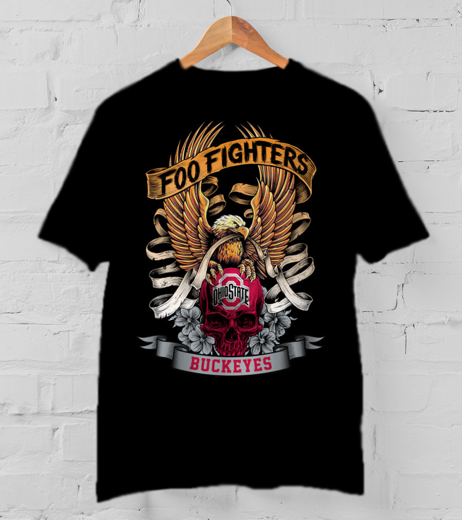 Foo Fighters Ohio State Buckeyes Eagle Skull T-Shirt