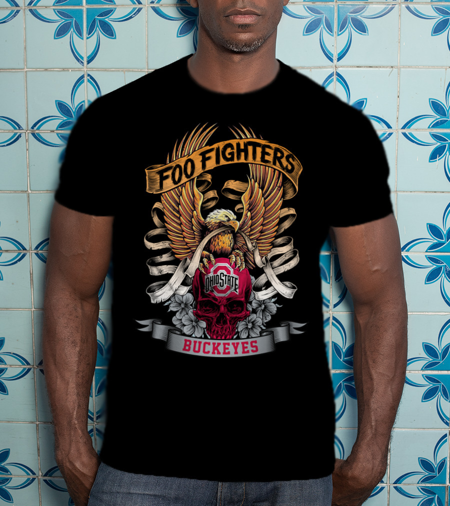 Foo Fighters Ohio State Buckeyes Eagle Skull T-Shirt