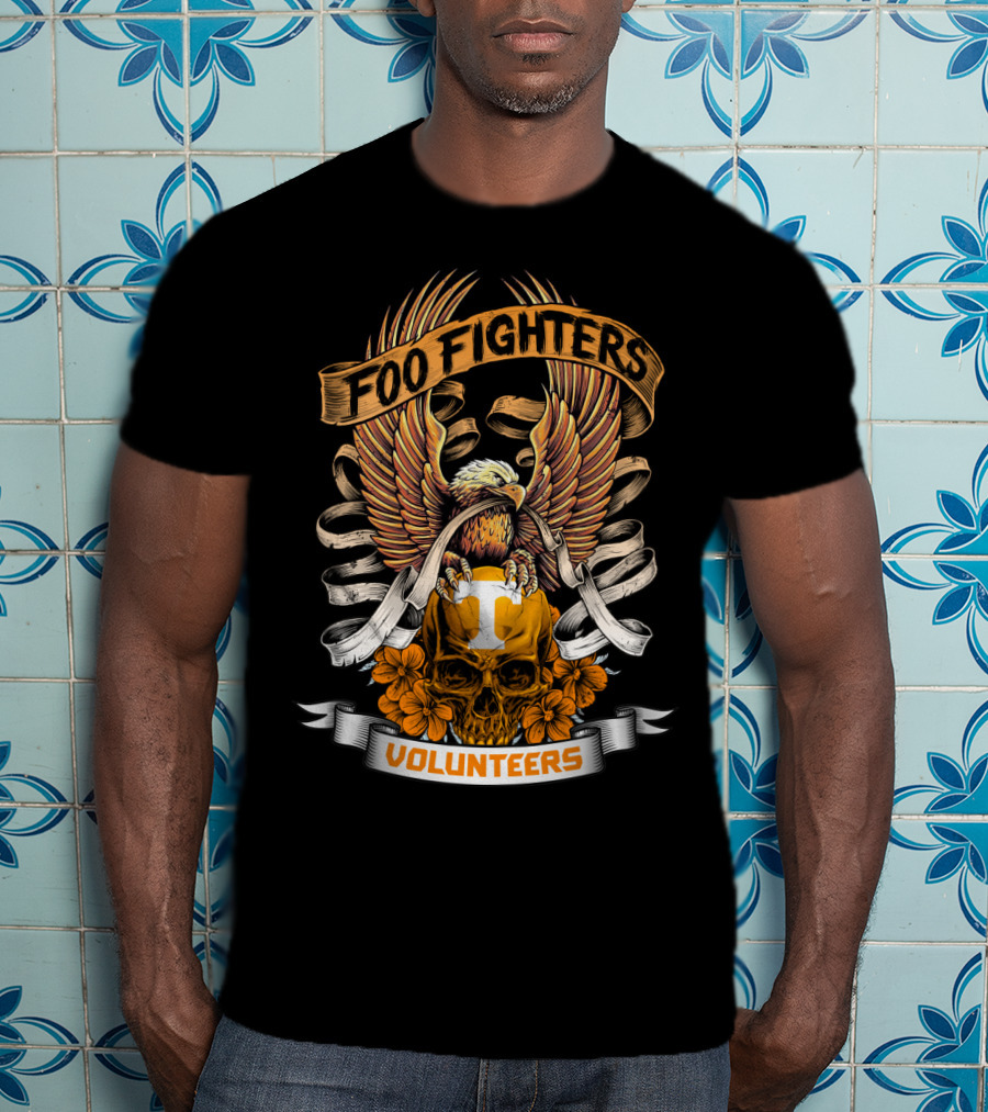 Foo Fighters Volunteers Eagle Skull Banner T-Shirt