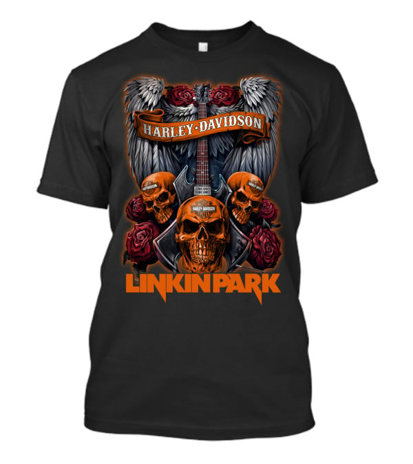 Linkin Park Harley Davidson Skulls Guitar Wings Roses 47Hd T-Shirt