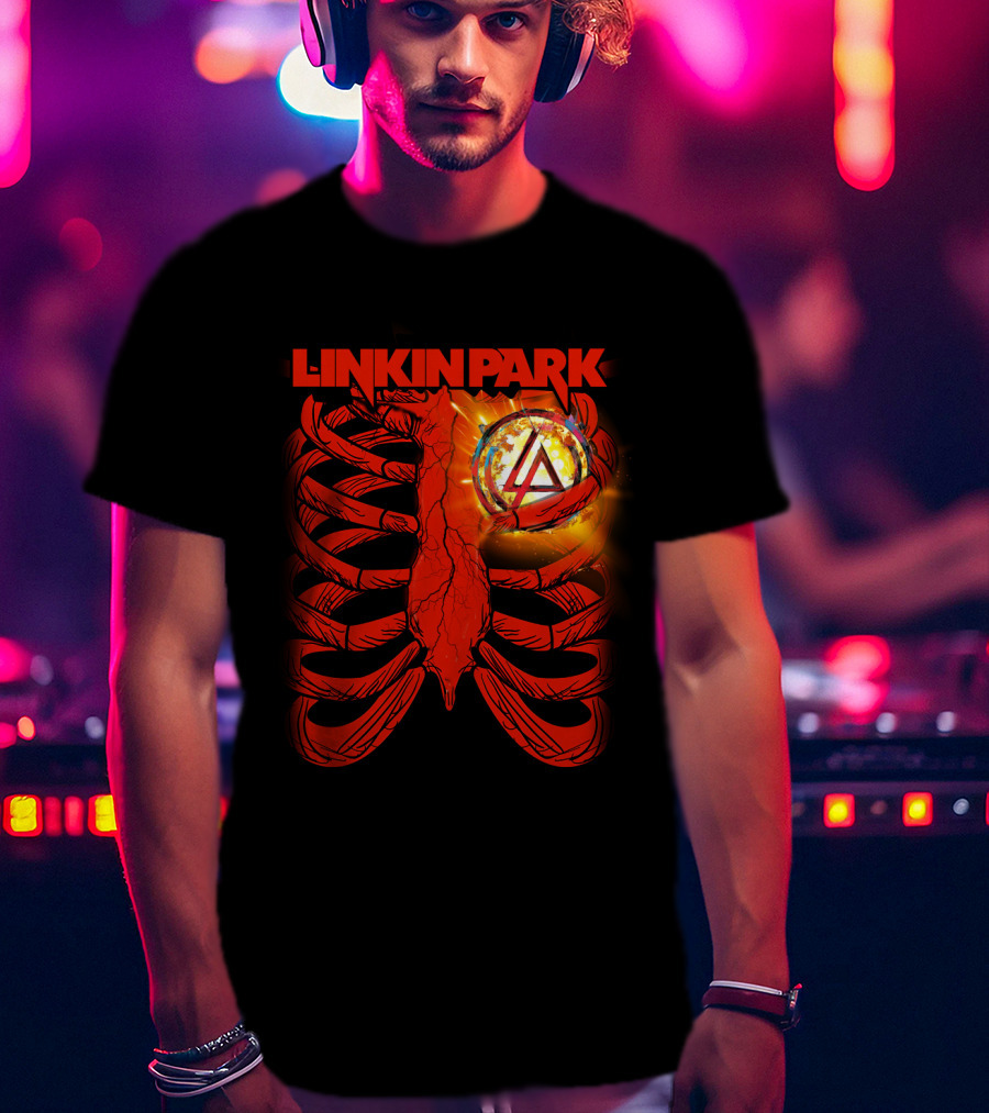 Linkin Park Burning Symbol Ribcage T-Shirt