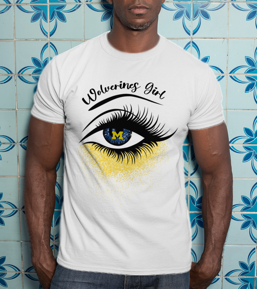 Wolverines Girl Michigan Eye With M Logo And Eyelashes T-Shirt