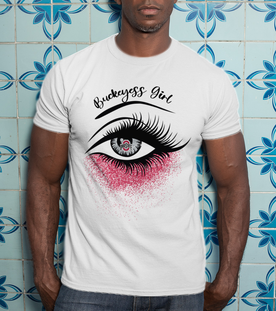 Buckeyess Girl Ohio State Eye Logo And Pink Glitter T-Shirt