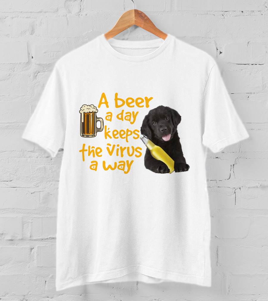 A Beer A Day Keeps The Virus Away Funny Newfoundland Dog And Beer T-Shirt