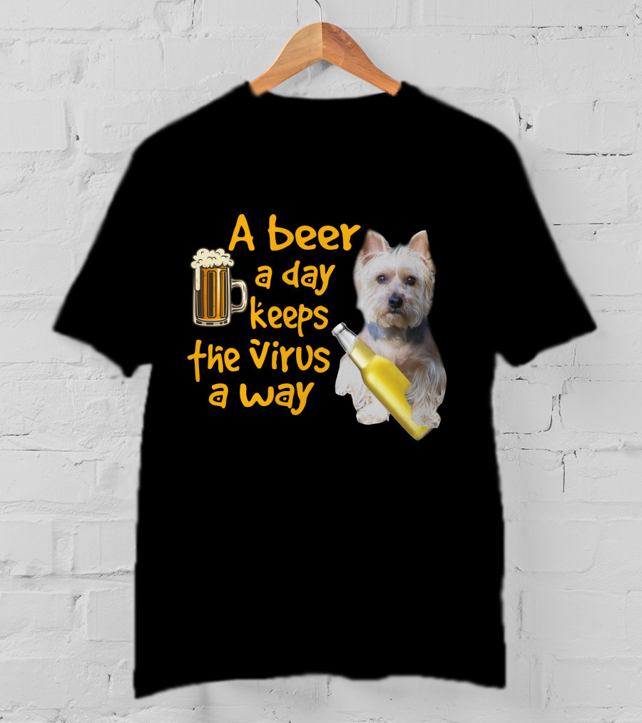 A Beer A Day Keeps The Virus Away Funny Westie And Beer T-Shirt