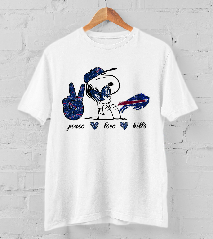 Peace Love Bills Snoopy Buffalo Bills T-Shirt