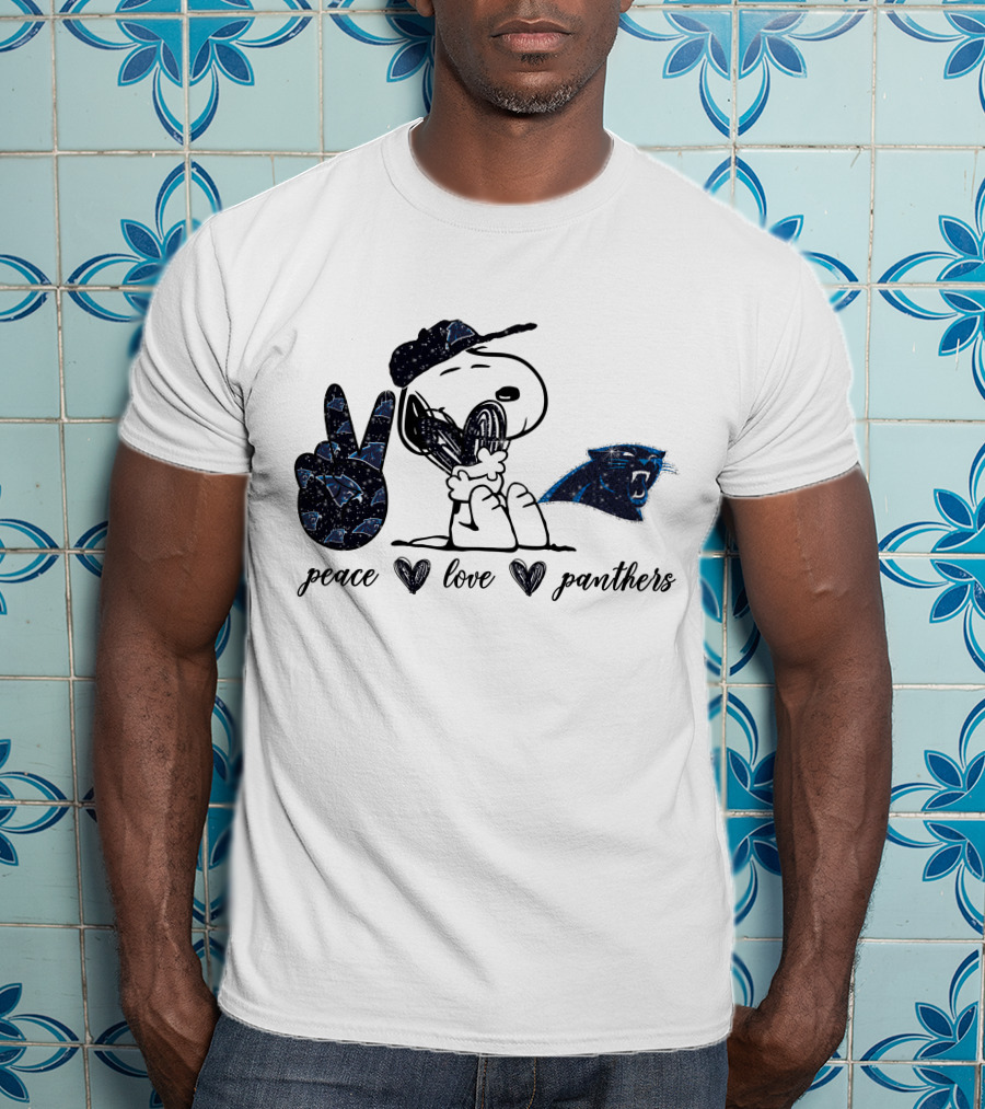 Peace Love Snoopy Carolina Panthers T-Shirt
