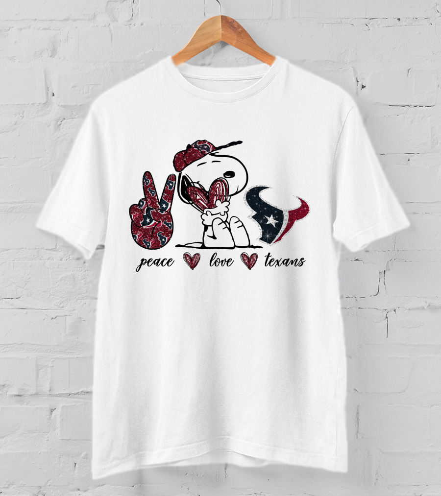 Peace Love Texans Snoopy Football Fan Icons T-Shirt