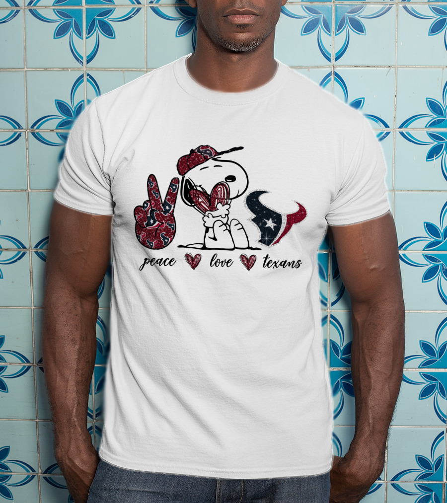 Peace Love Texans Snoopy Football Fan Icons T-Shirt