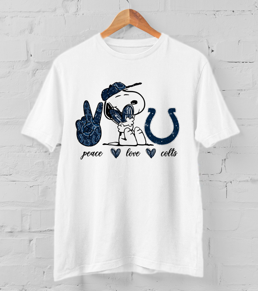 Peace Love Colts Snoopy Indianapolis T-Shirt