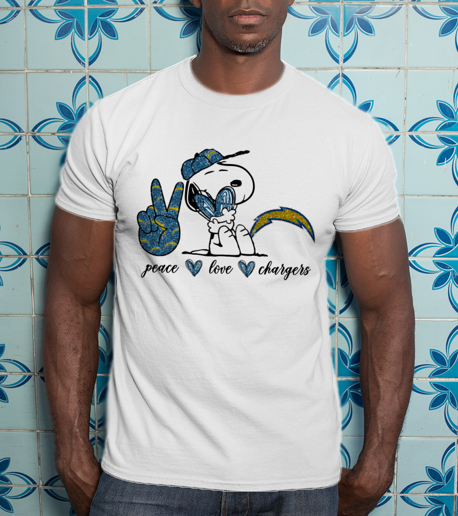 Peace Love Chargers Snoopy Football Fan T-Shirt