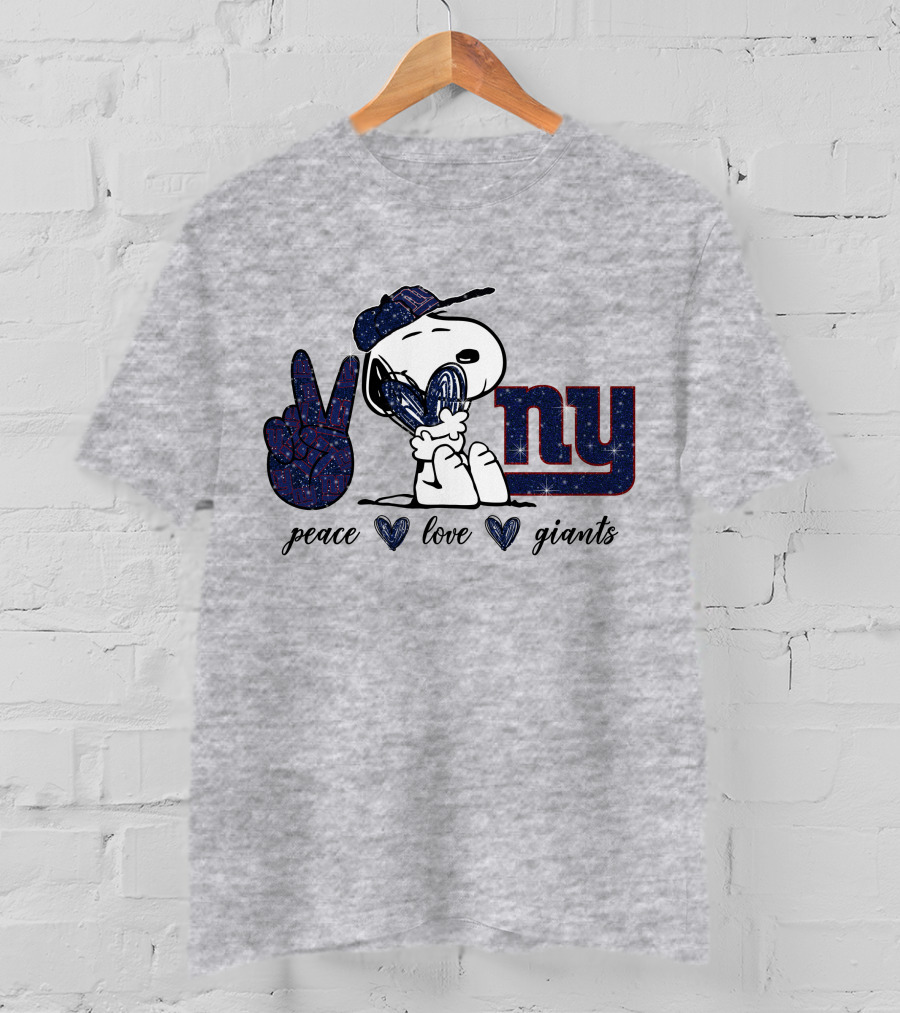 Peace Love NY Giants Snoopy Football Vintage Vibes T-Shirt