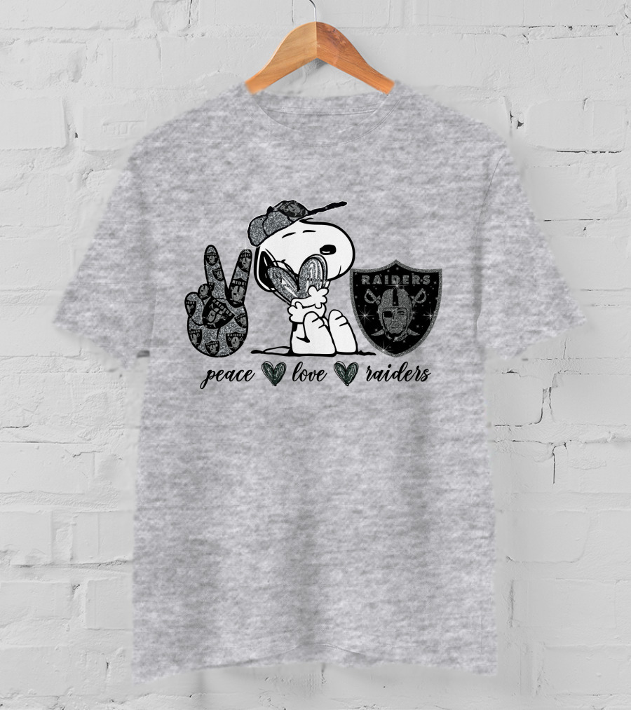 Peace Love Raiders Snoopy NFL Team T-Shirt