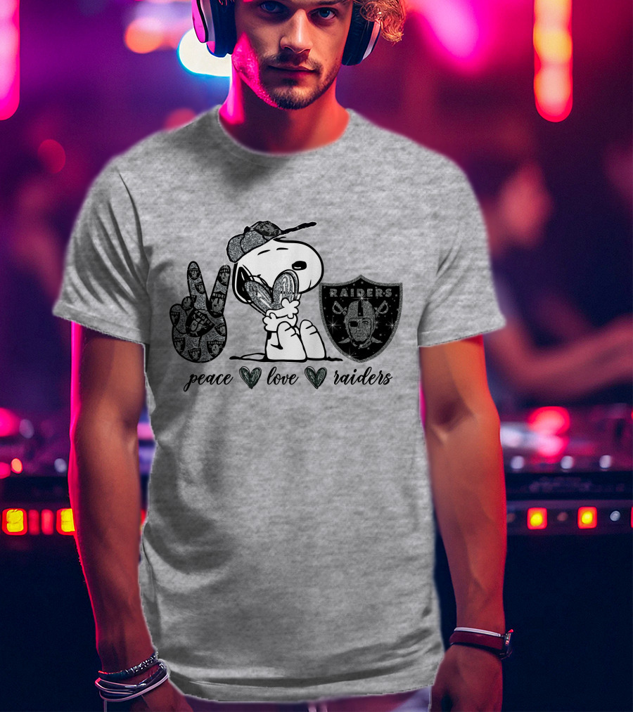 Peace Love Raiders Snoopy NFL Team T-Shirt