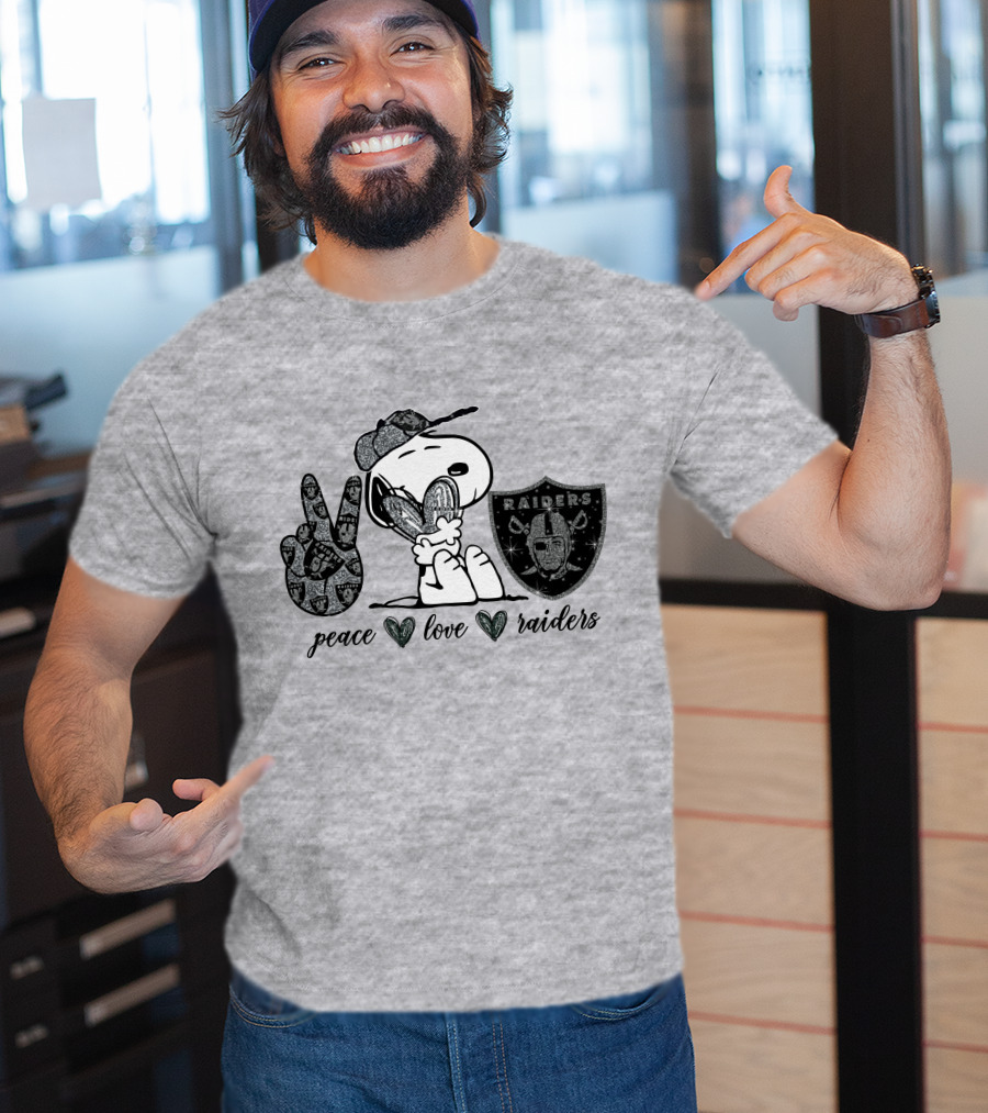 Peace Love Raiders Snoopy NFL Team T-Shirt