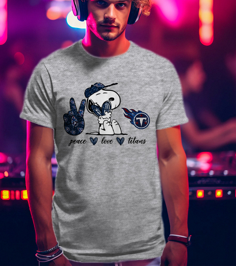 Peace Love Tennessee Titans Snoopy Football T-Shirt