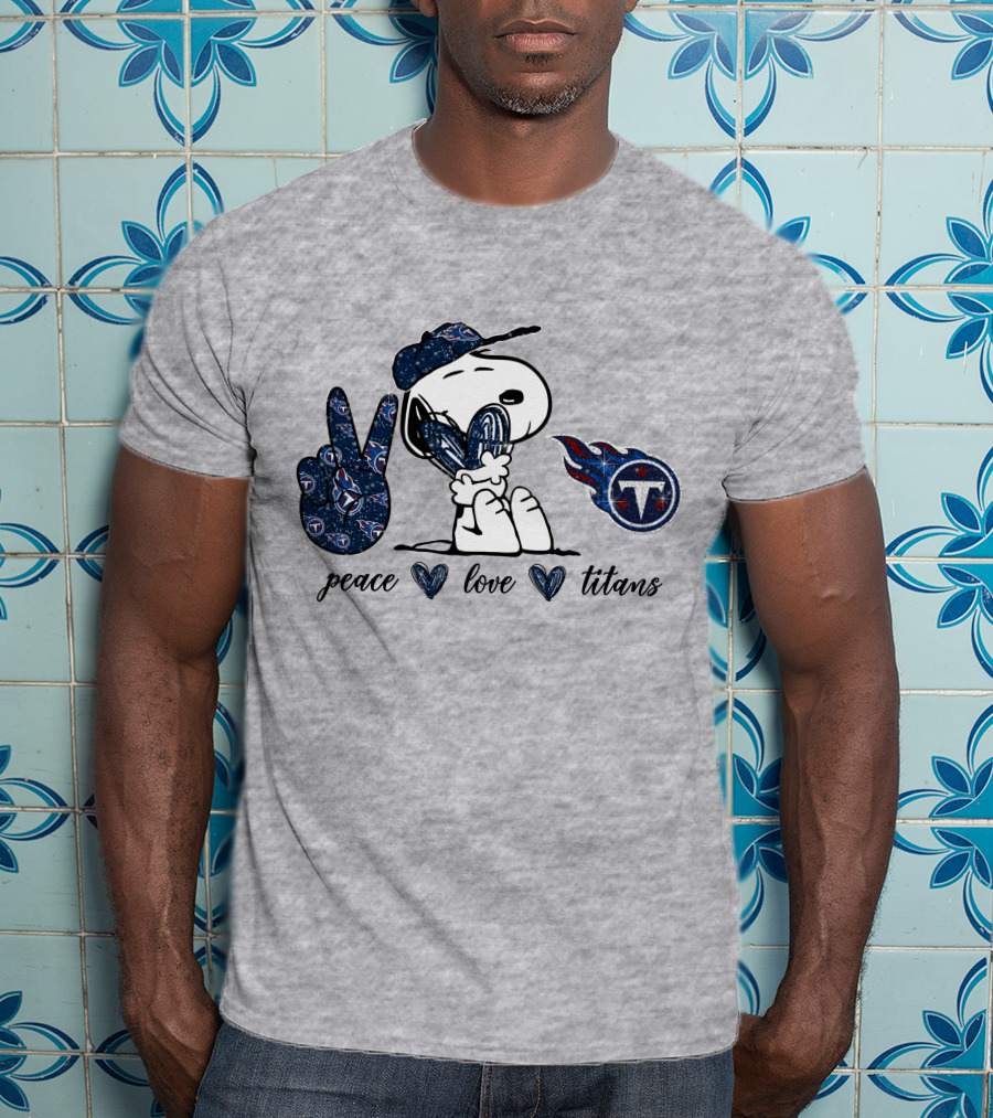 Peace Love Tennessee Titans Snoopy Football T-Shirt