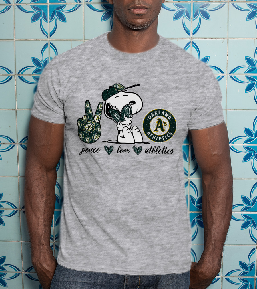 Peace Love Oakland Athletics Snoopy T-Shirt